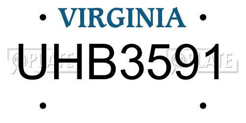 UHB3591 Virginia License Plate