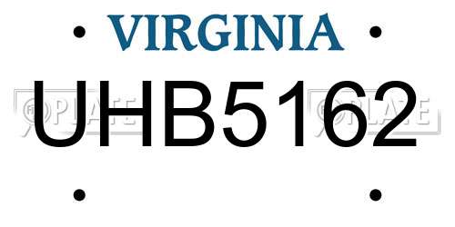 UHB5162 Virginia License Plate