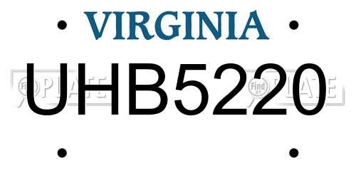 UHB5220 Virginia License Plate