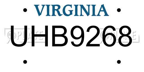 UHB9268 Virginia License Plate