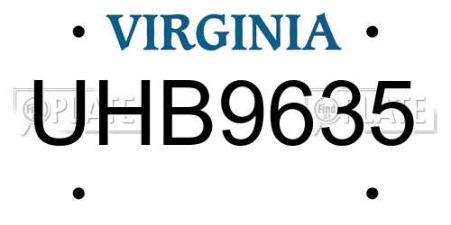 UHB9635 Virginia License Plate