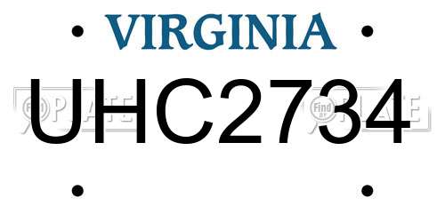 UHC2734 Virginia License Plate