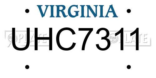 UHC7311 Virginia License Plate