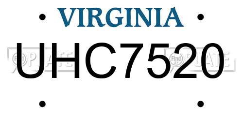 UHC7520 Virginia License Plate