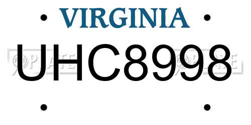 UHC8998 Virginia License Plate