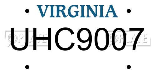 UHC9007 Virginia License Plate