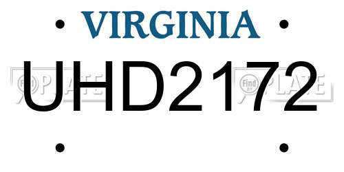 UHD2172 Virginia License Plate