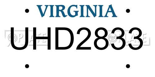 UHD2833 Virginia License Plate