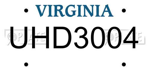 UHD3004 Virginia License Plate