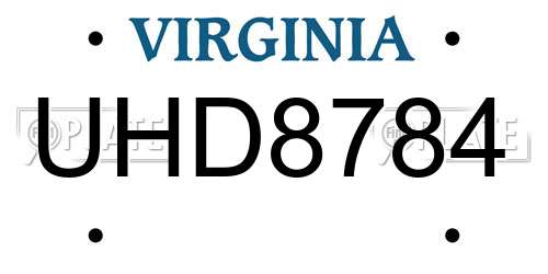 UHD8784 Virginia License Plate