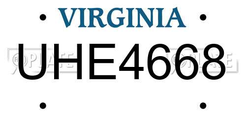 UHE4668 Virginia License Plate