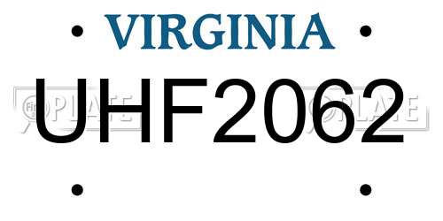 UHF2062 Virginia License Plate