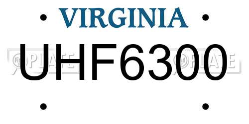 UHF6300 Virginia License Plate