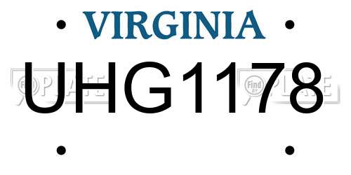 UHG1178 Virginia License Plate