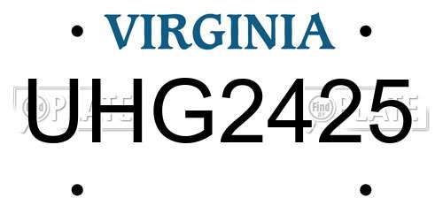 UHG2425 Virginia License Plate