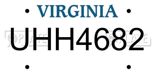 UHH4682 Virginia License Plate