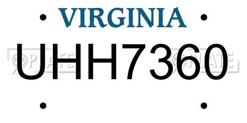 UHH7360 Virginia License Plate