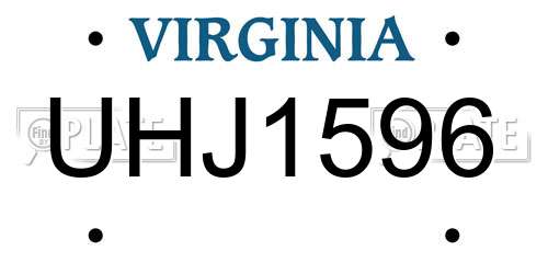 UHJ1596 Virginia License Plate
