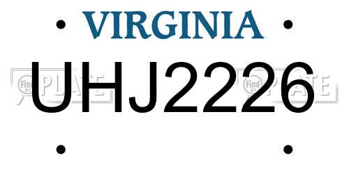 UHJ2226 Virginia License Plate