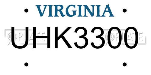 UHK3300 Virginia License Plate
