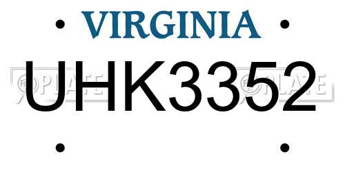 UHK3352 Virginia License Plate
