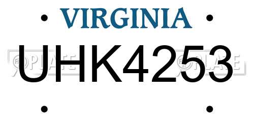 UHK4253 Virginia License Plate