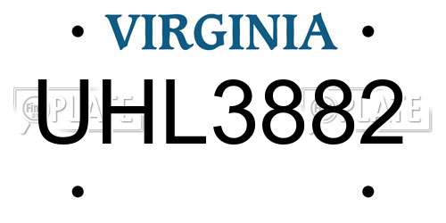 UHL3882 Virginia License Plate
