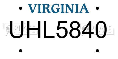 UHL5840 Virginia License Plate