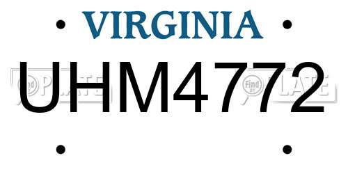 UHM4772 Virginia License Plate