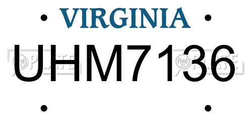 UHM7136 Virginia License Plate