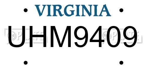 UHM9409 Virginia License Plate