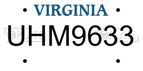 UHM9633 Virginia License Plate