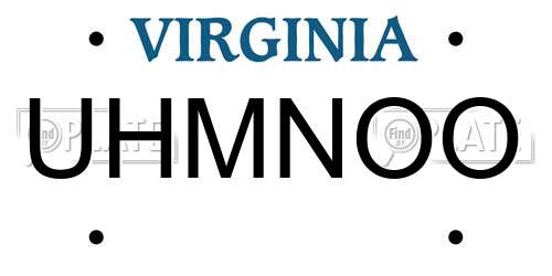 UHMNOO Virginia License Plate
