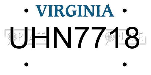 UHN7718 Virginia License Plate