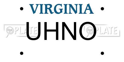 UHNO Virginia License Plate