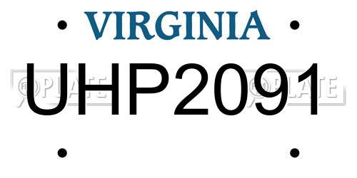 UHP2091 Virginia License Plate