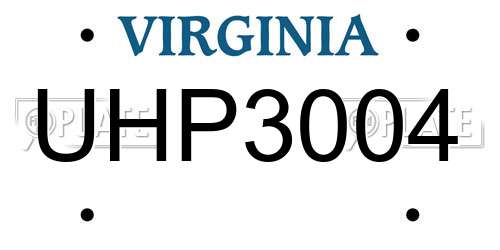 UHP3004 Virginia License Plate