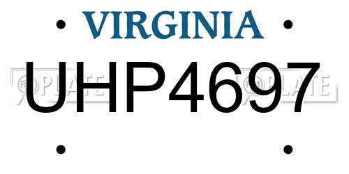 UHP4697 Virginia License Plate