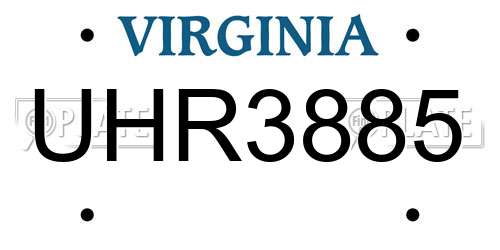 UHR3885 Virginia License Plate