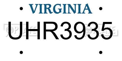 UHR3935 Virginia License Plate