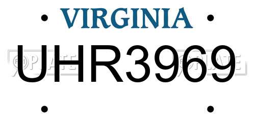 UHR3969 Virginia License Plate