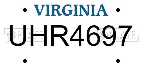 UHR4697 Virginia License Plate