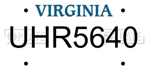 UHR5640 Virginia License Plate