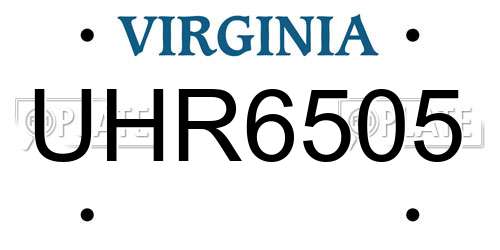 UHR6505 Virginia License Plate