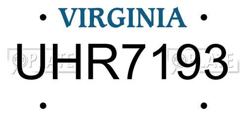 UHR7193 Virginia License Plate