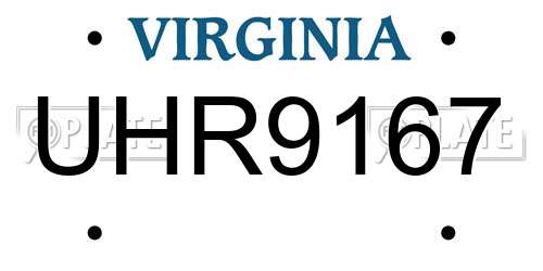 UHR9167 Virginia License Plate