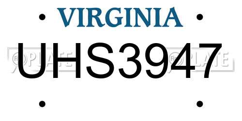 UHS3947 Virginia License Plate
