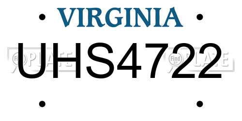 UHS4722 Virginia License Plate