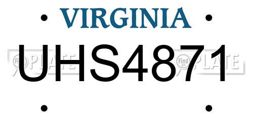 UHS4871 Virginia License Plate