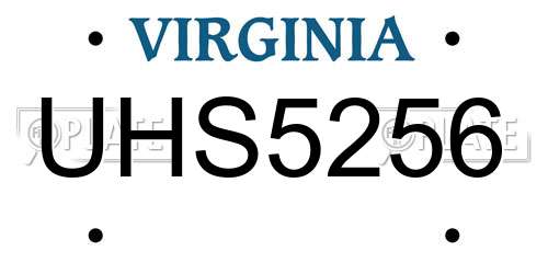 UHS5256 Virginia License Plate